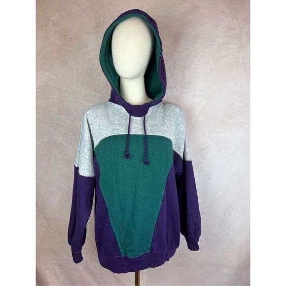 No Brand Tops - Vintage 80s 90s Color Block Hoodie